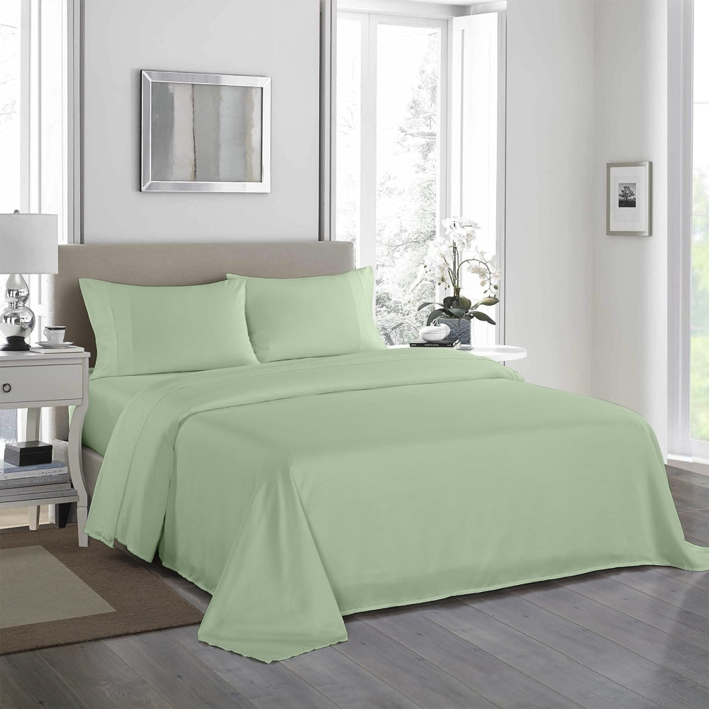 Royal Comfort - 1200TC Ultrasoft 4 Pc Sheet Set - Double - Sage Green Bed Fast shipping On sale