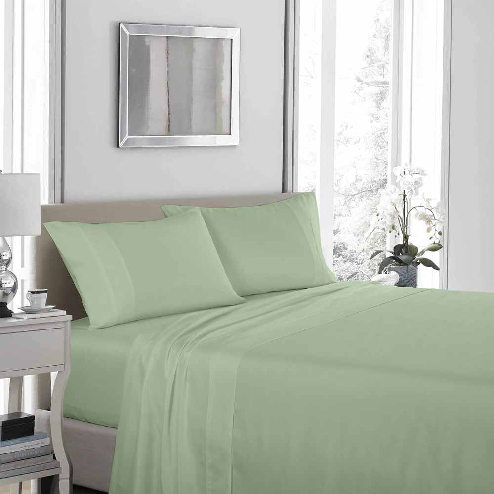 Royal Comfort - 1200TC Ultrasoft 4 Pc Sheet Set - Double - Sage Green Bed Fast shipping On sale