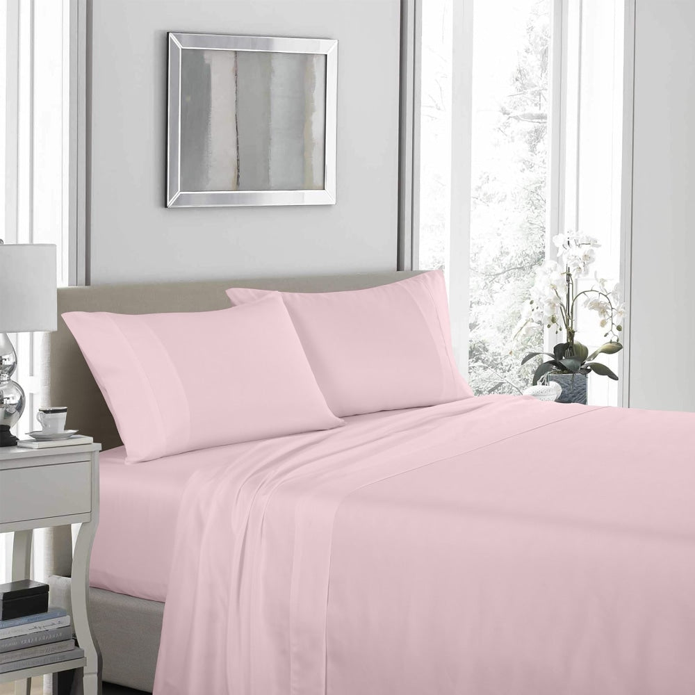 Royal Comfort - 1200TC Ultrasoft 4 Pc Sheet Set - Double - Soft Pink Bed Fast shipping On sale