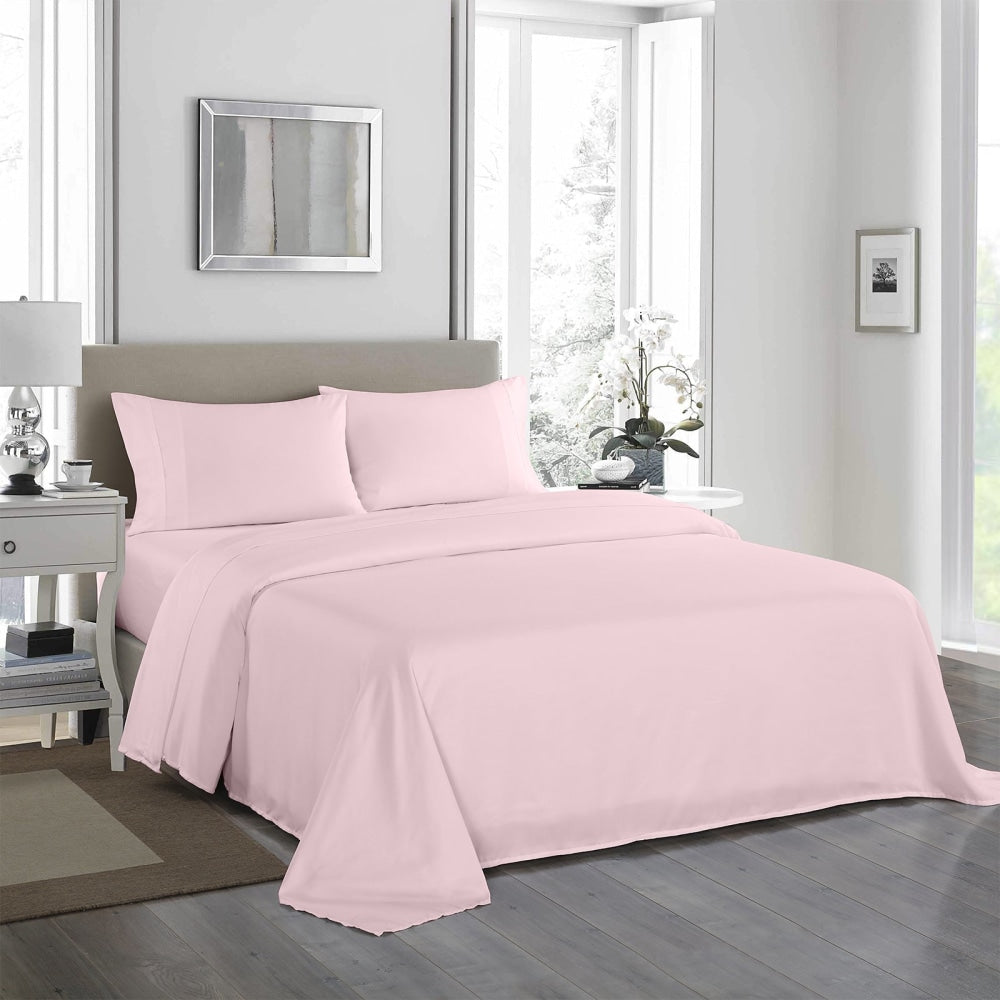 Royal Comfort - 1200TC Ultrasoft 4 Pc Sheet Set - Queen - Soft Pink Bed Fast shipping On sale