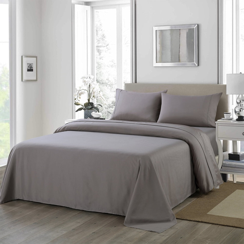 Royal Comfort 1200TC Ultrasoft 4 Piece Sheet Set - Queen - Charcoal Bed Fast shipping On sale