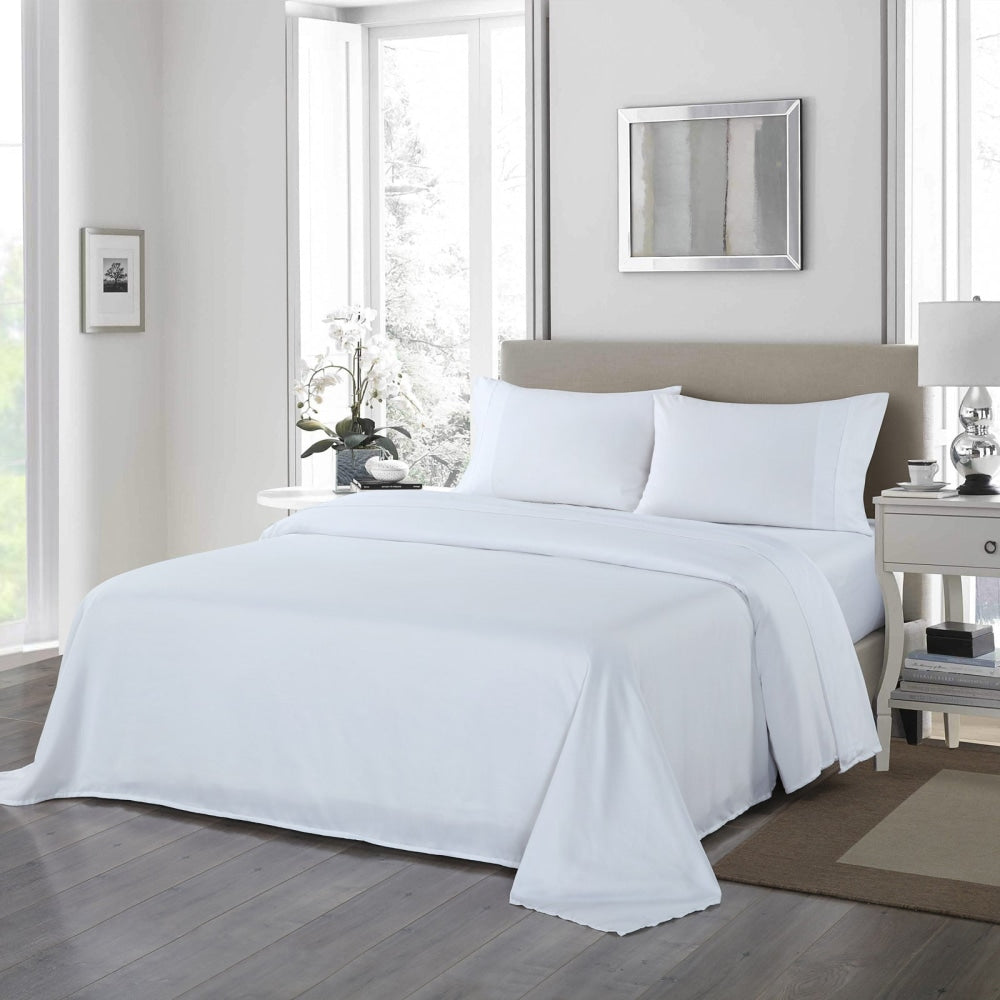 Royal Comfort 1200TC Ultrasoft 4 Piece Sheet Set - Queen - White Bed Fast shipping On sale