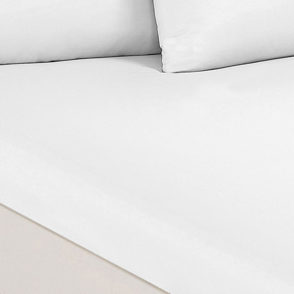 Royal Comfort 1500 TC Cotton Rich Fitted sheet 3 PC Set Double-White Bed Sheet Fast shipping On sale