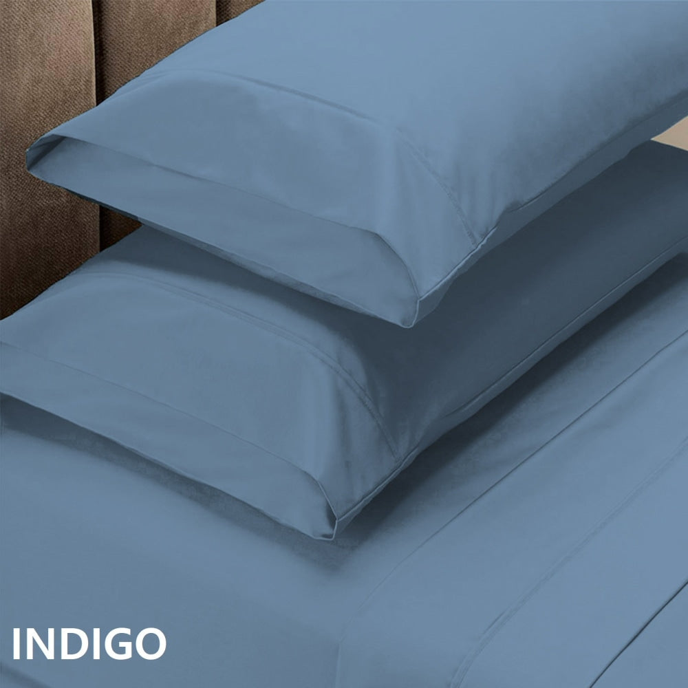 Royal Comfort 1500 TC Cotton Rich Fitted sheet 4 PC Set King-Indigo Bed Sheet Fast shipping On sale