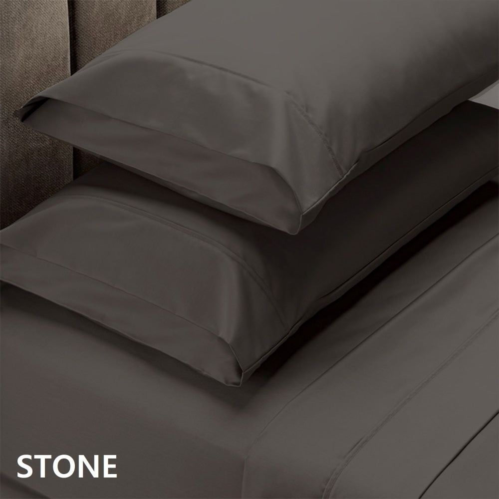 Royal Comfort 1500TC Cotton Rich Fitted 4 Piece Sheet Set Double Stone