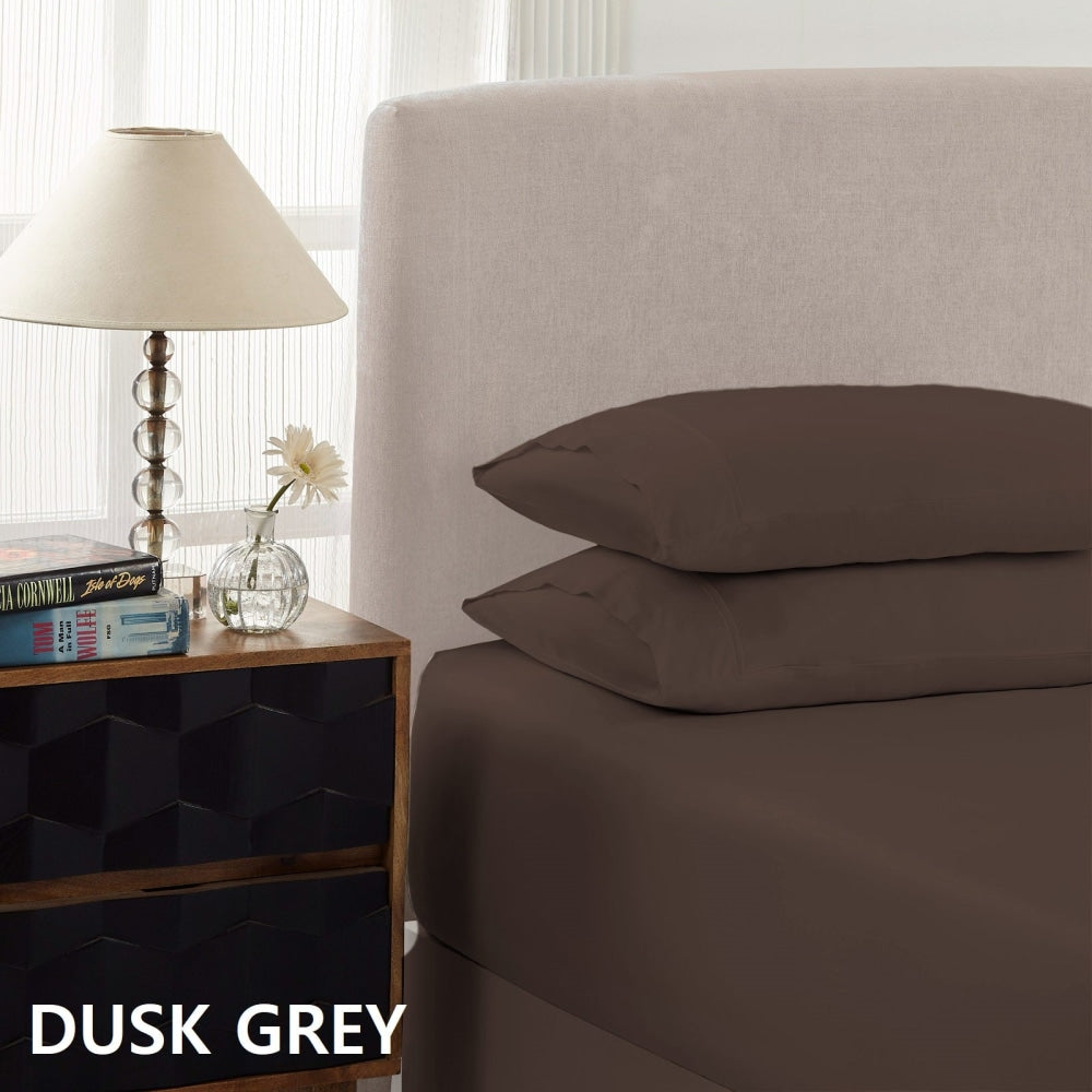 Royal Comfort 1500TC Cotton Rich Fitted sheet 3 PC Set Double-Dusk Grey Bed Sheet Fast shipping On sale