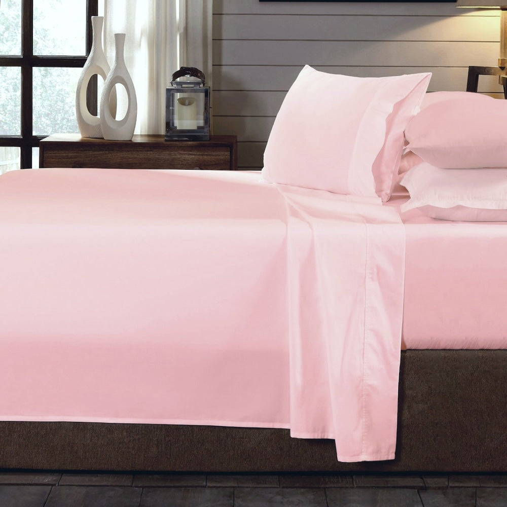 Royal Comfort - 250TC 100% Organic Cotton 4 Piece Sheet Set - Double - Blush Bed Fast shipping On sale