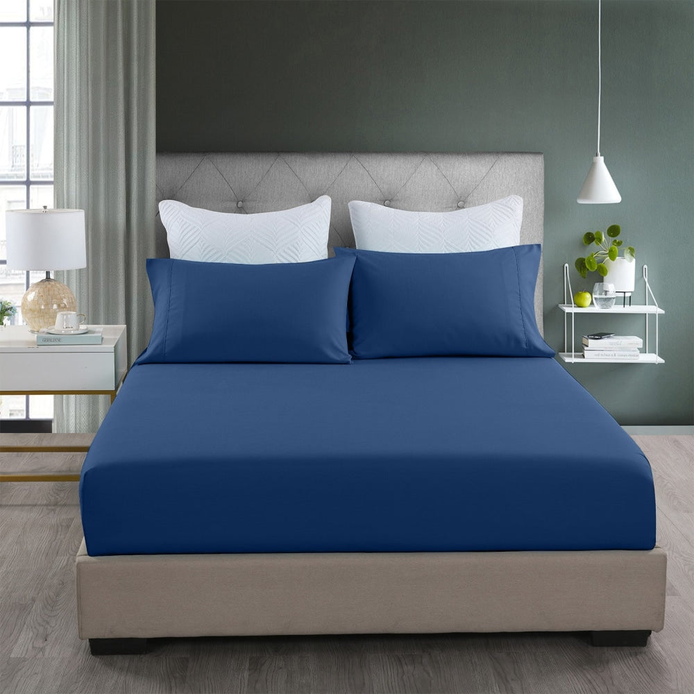 Royal Comfort Bamboo Cooling 2000TC 3-Piece Combo Set - Double -Royal Blue Bed Sheet Fast shipping On sale