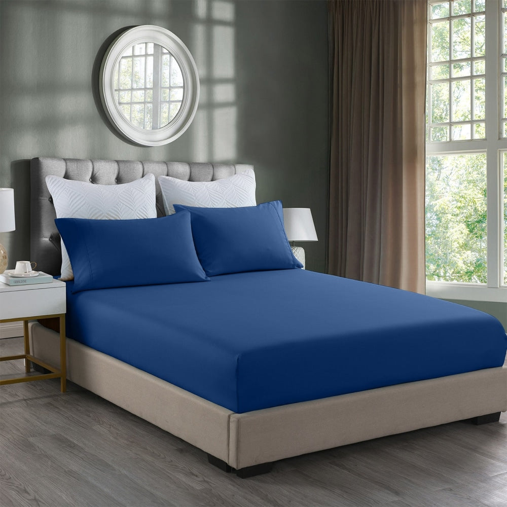 Royal Comfort Bamboo Cooling 2000TC 3-Piece Combo Set - Double -Royal Blue Bed Sheet Fast shipping On sale