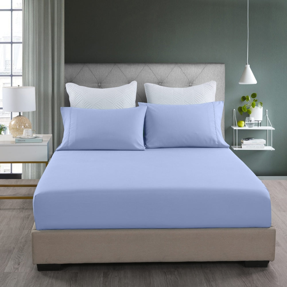 Royal Comfort Bamboo Cooling 2000TC 3-Piece Combo Set - Double -Light Blue Bed Sheet Fast shipping On sale