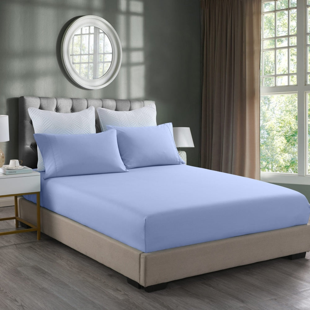 Royal Comfort Bamboo Cooling 2000TC 3-Piece Combo Set - Double -Light Blue Bed Sheet Fast shipping On sale