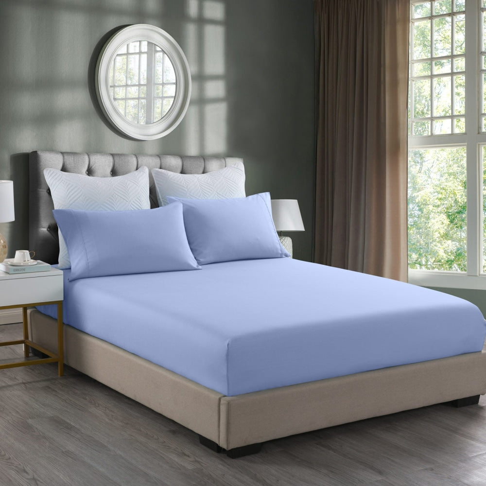 Royal Comfort Bamboo Cooling 2000TC 3-Piece Combo Set - Queen-Light Blue Bed Sheet Fast shipping On sale