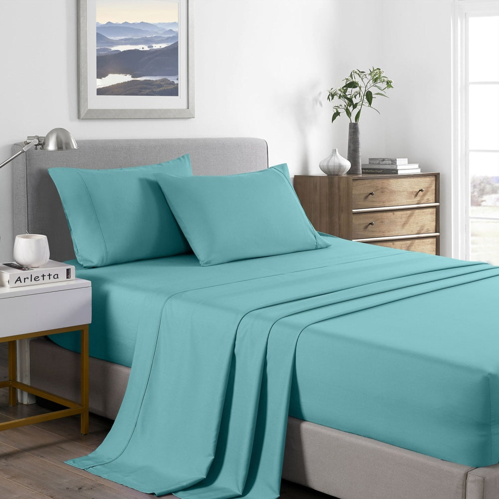 Royal Comfort Bamboo Cooling 2000TC Sheet Set - Double-Aqua Bed Fast shipping On sale