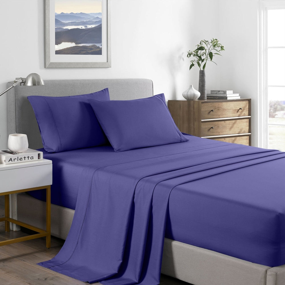 Royal Comfort Bamboo Cooling 2000TC Sheet Set - Double-Royal Blue Bed Fast shipping On sale