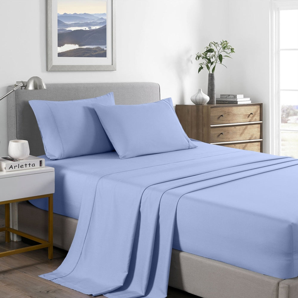 Royal Comfort Bamboo Cooling 2000TC Sheet Set - Double-Light Blue Bed Fast shipping On sale