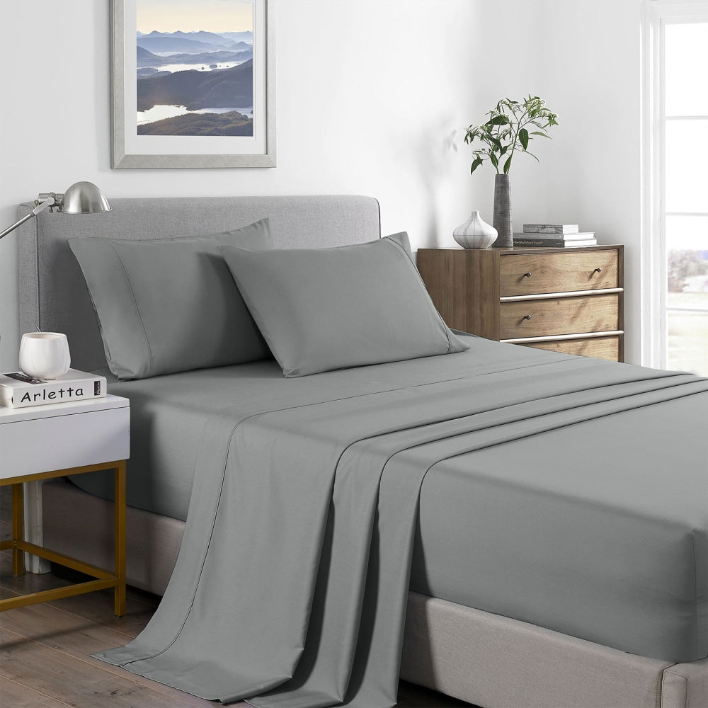 Royal Comfort Bamboo Cooling 2000TC Sheet Set Double - Mid Grey Bed Fast shipping On sale