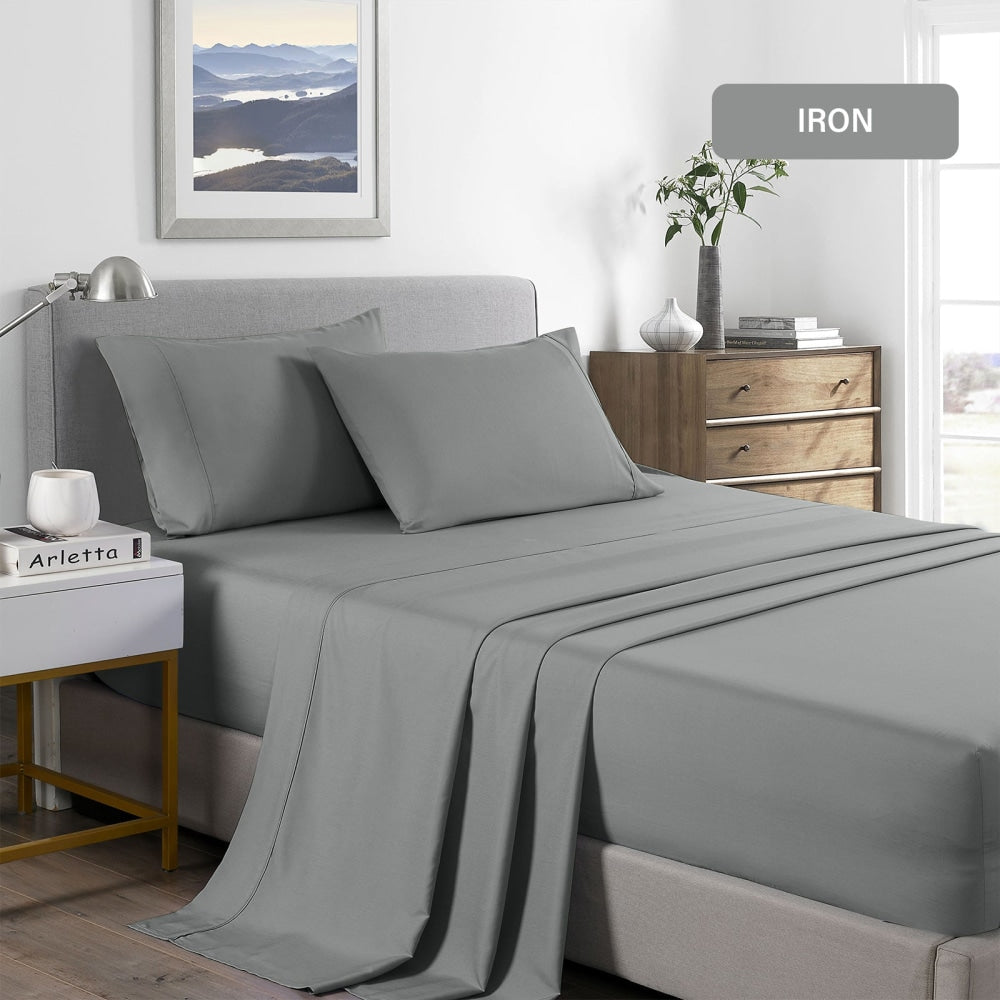 Royal Comfort Bamboo Cooling 2000TC Sheet Set Double - Mid Grey Bed Fast shipping On sale