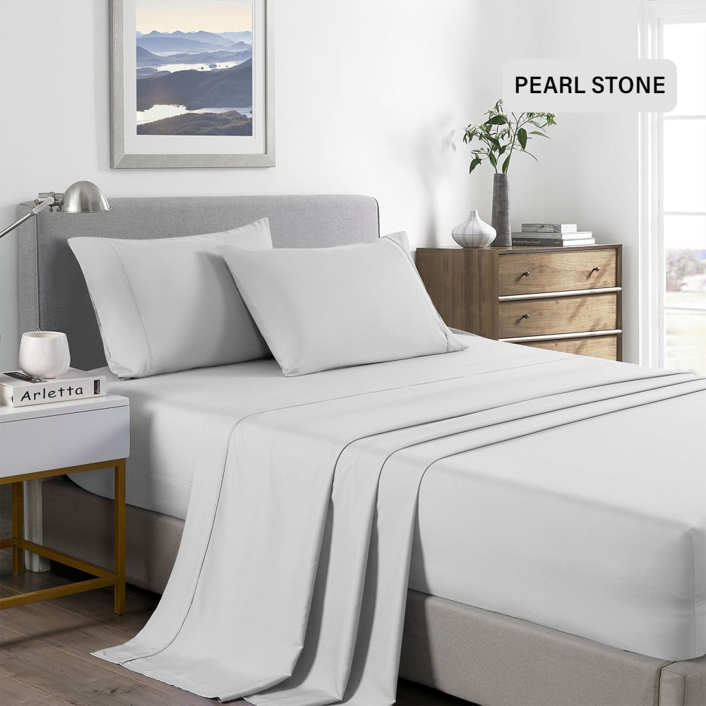 Royal Comfort Bamboo Cooling 2000TC Sheet Set Double - Pearl Stone Bed Fast shipping On sale