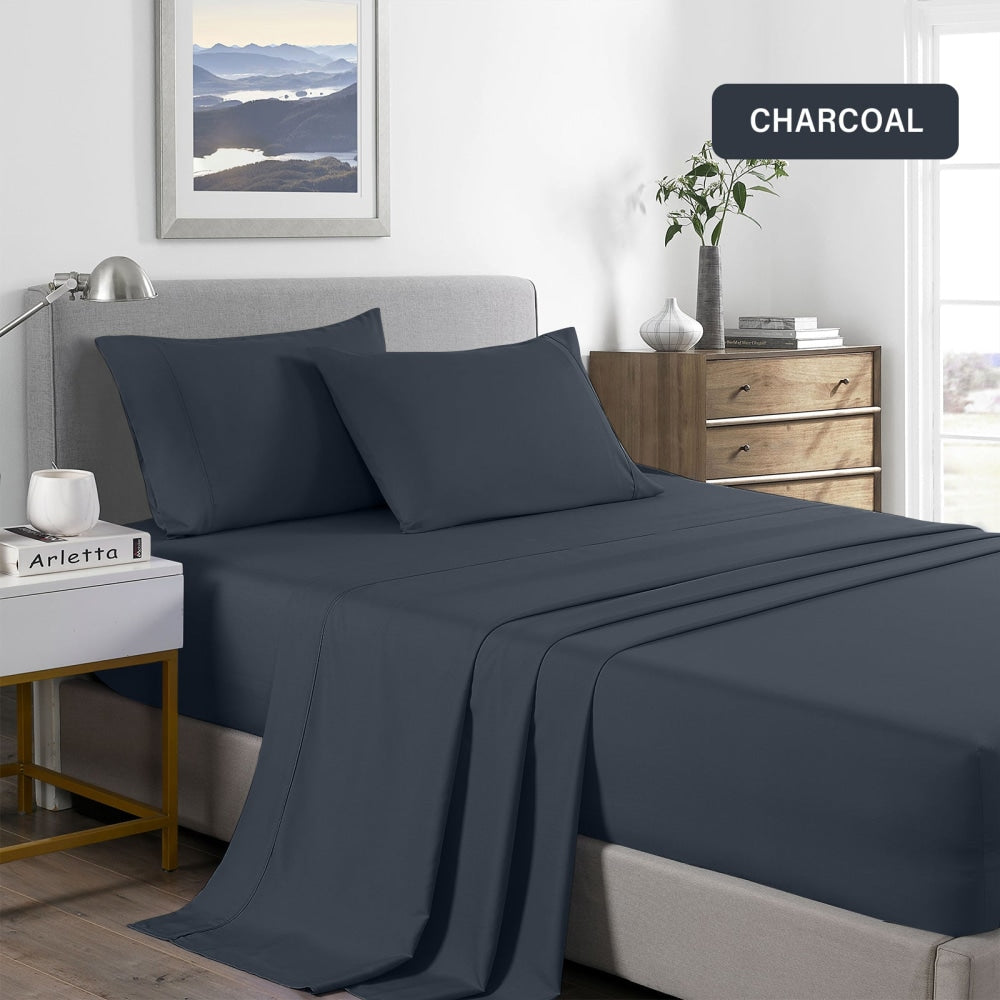 Royal Comfort Bamboo Cooling 2000TC Sheet Set King - Charcoal Bed Fast shipping On sale