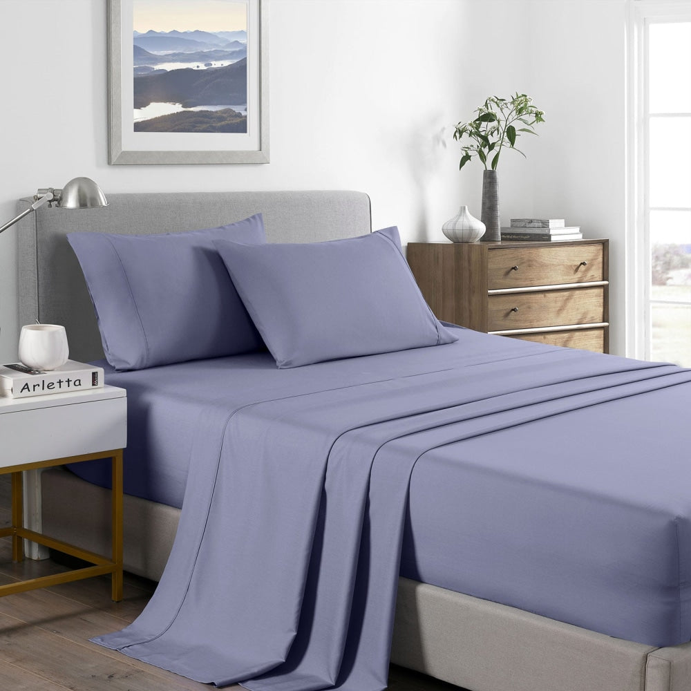 Royal Comfort Bamboo Cooling 2000TC Sheet Set - King-Lilac Grey Bed Fast shipping On sale