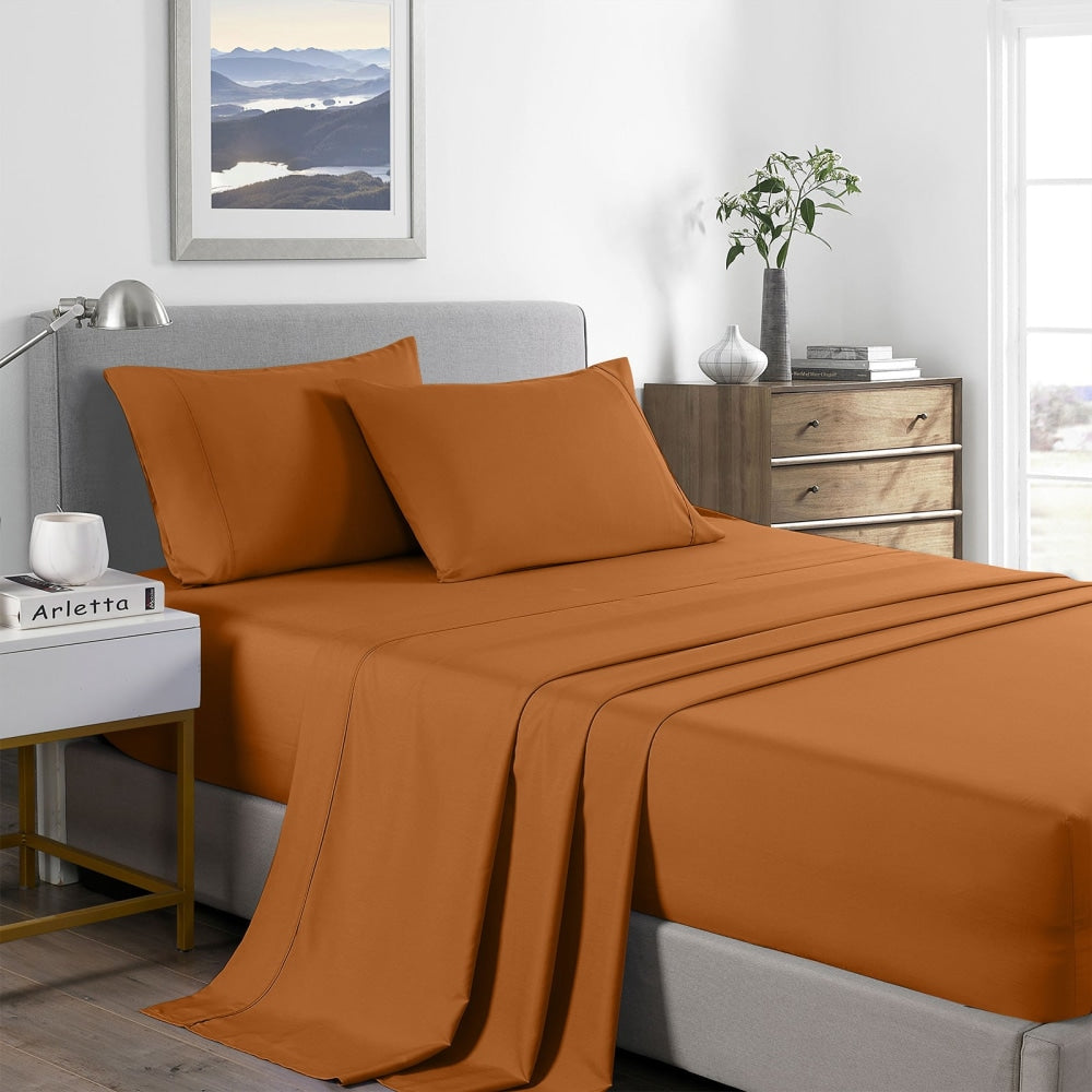 Royal Comfort Bamboo Cooling 2000TC Sheet Set King - Rust Bed Fast shipping On sale