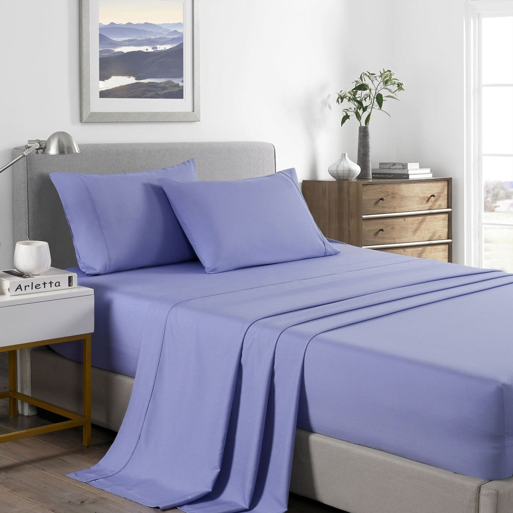 Royal Comfort Bamboo Cooling 2000TC Sheet Set - King Single-Mid Blue Bed Fast shipping On sale