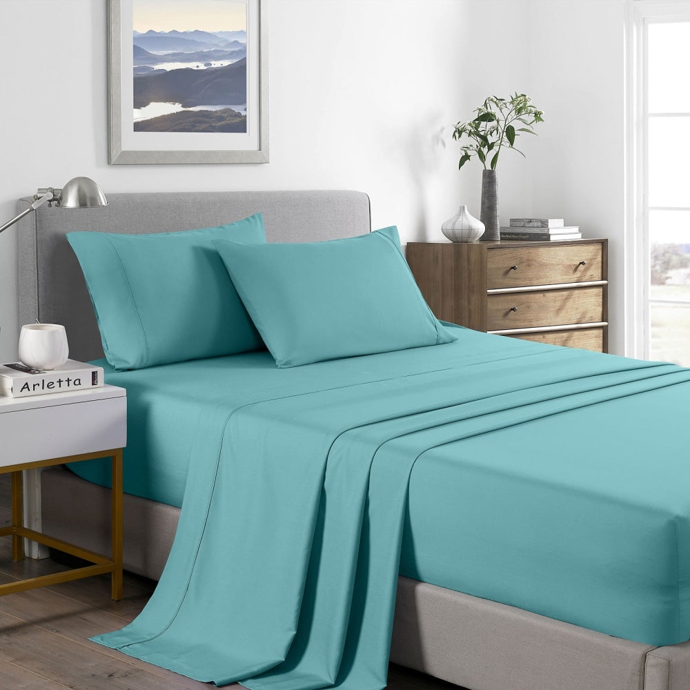 Royal Comfort Bamboo Cooling 2000TC Sheet Set - Queen-Aqua Bed Fast shipping On sale