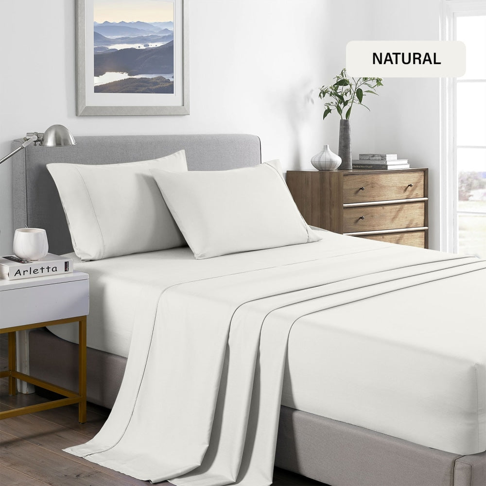 Royal Comfort Bamboo Cooling 2000TC Sheet Set Queen - Natural Bed Fast shipping On sale