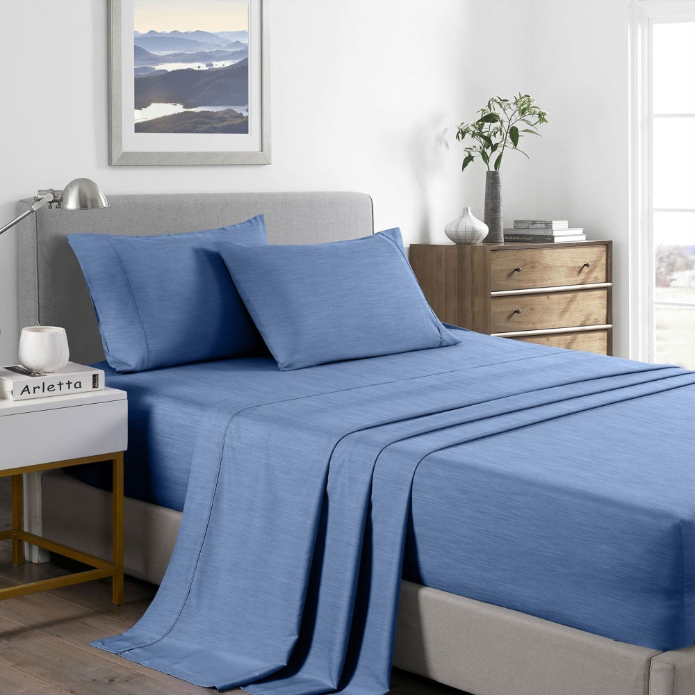 Royal Comfort Bamboo Cooling 2000TC Sheet Set - Single-Denim Bed Fast shipping On sale