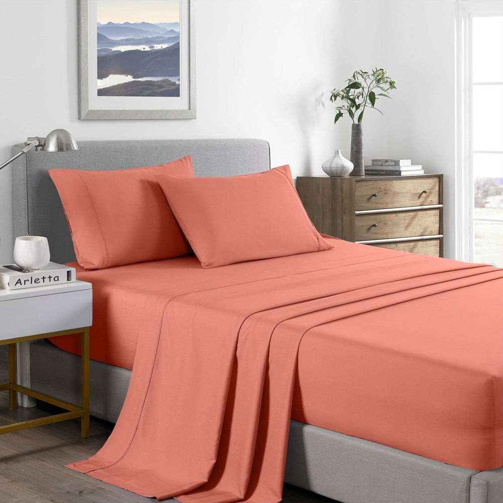 Royal Comfort Bamboo Cooling 2000TC Sheet Set - Single-Peach Bed Fast shipping On sale