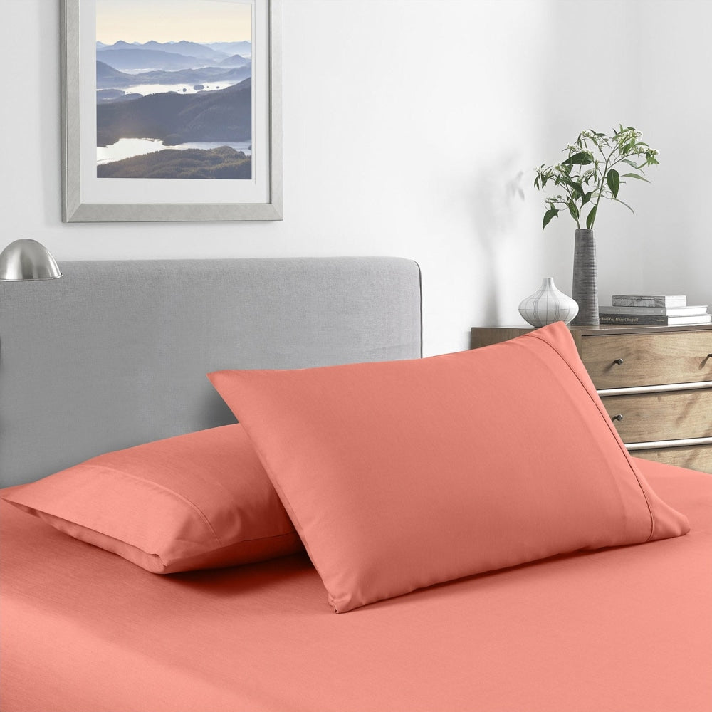 Royal Comfort Bamboo Cooling 2000TC Sheet Set - Single-Peach Bed Fast shipping On sale