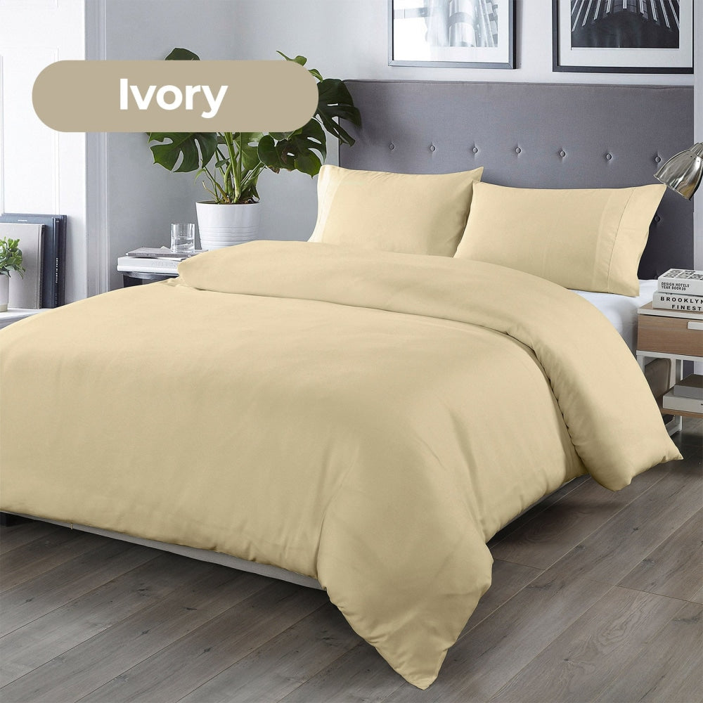 Royal Comfort Blended Bamboo Quilt Cover Sets -Dark Ivory-Queen Fast shipping On sale