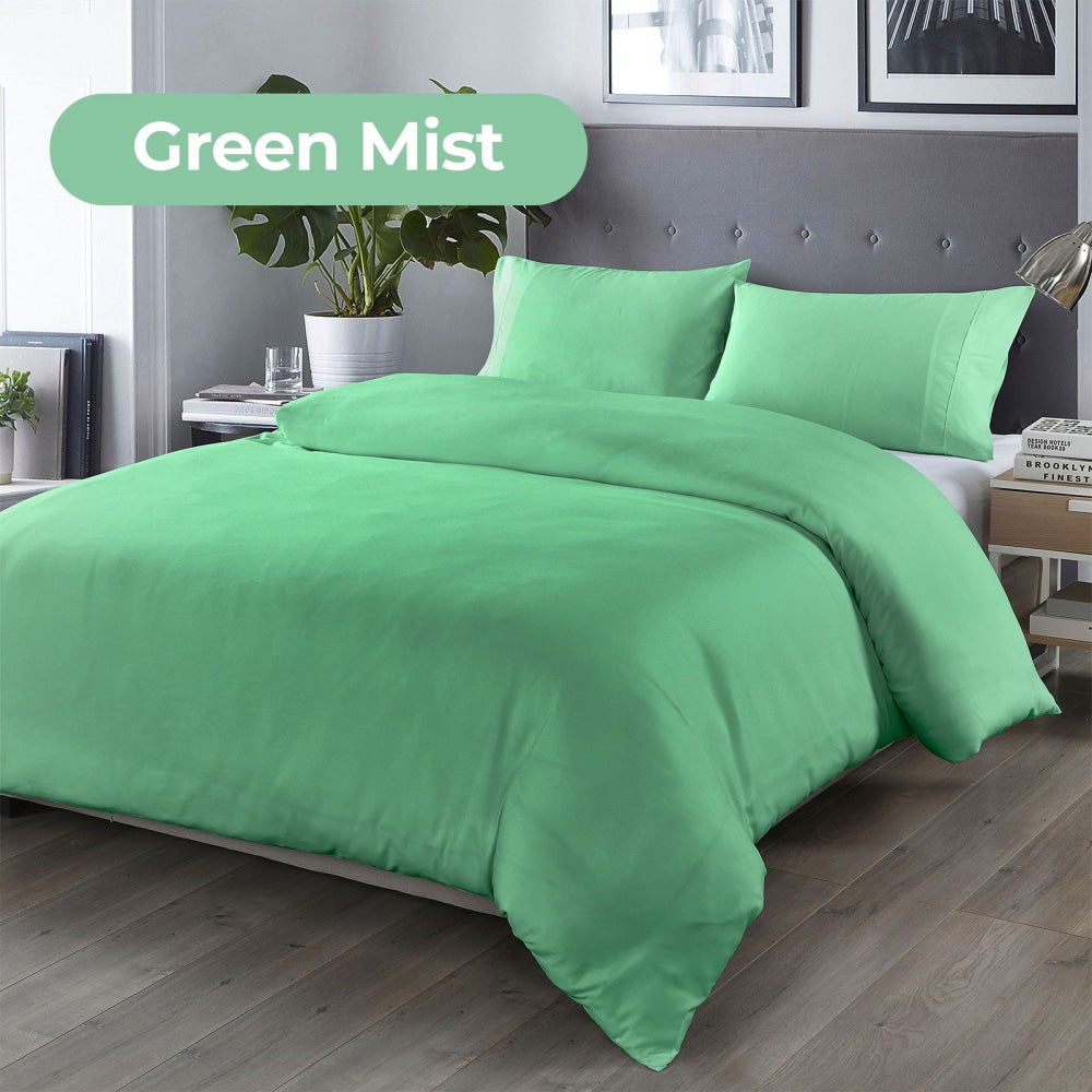 Royal Comfort Blended Bamboo Quilt Cover Sets -Green Mist-Queen Fast shipping On sale
