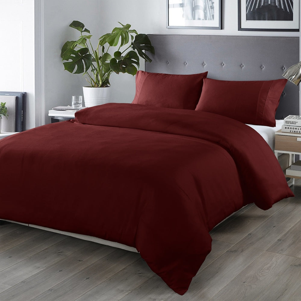 Royal Comfort Blended Bamboo Quilt Cover Sets - Malaga Wine - King Fast shipping On sale