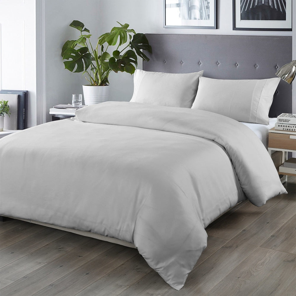 Royal Comfort Blended Bamboo Quilt Cover Sets - Portland Grey - King Fast shipping On sale