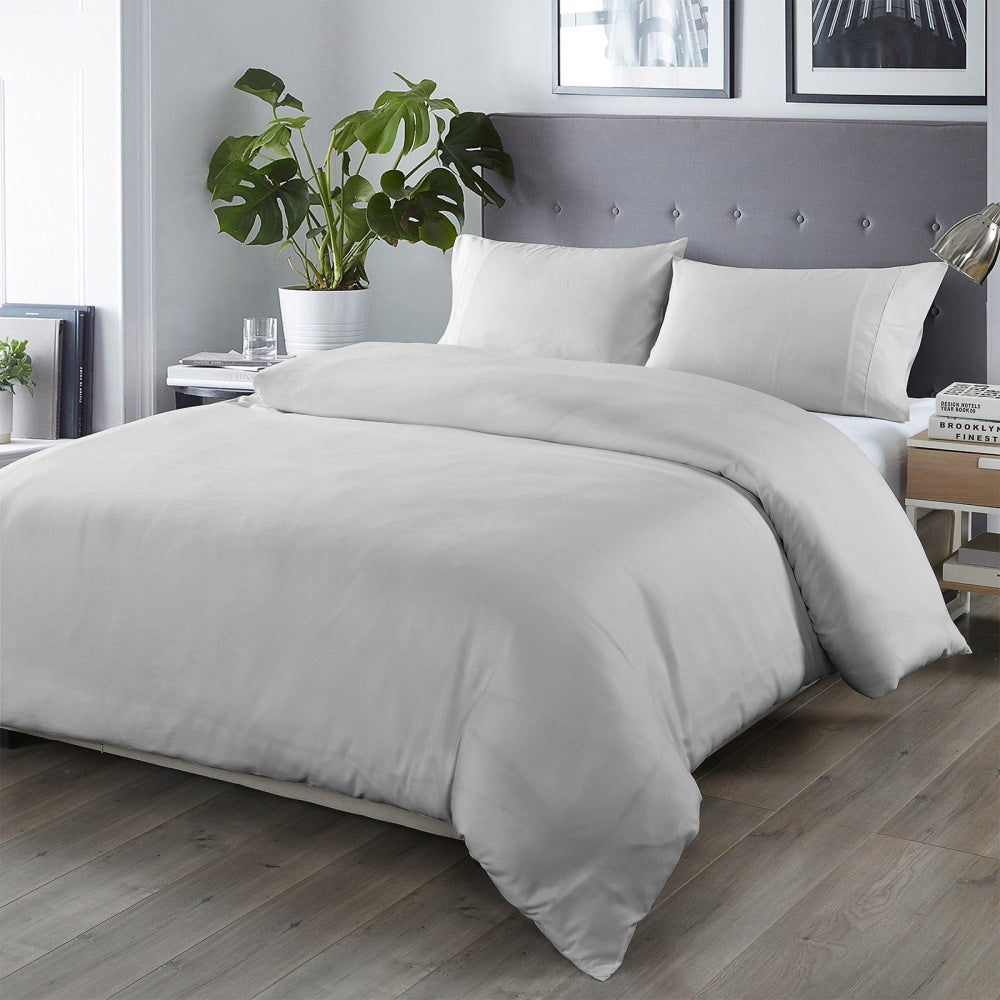 Royal Comfort Blended Bamboo Quilt Cover Sets - Portland Grey - Queen Fast shipping On sale