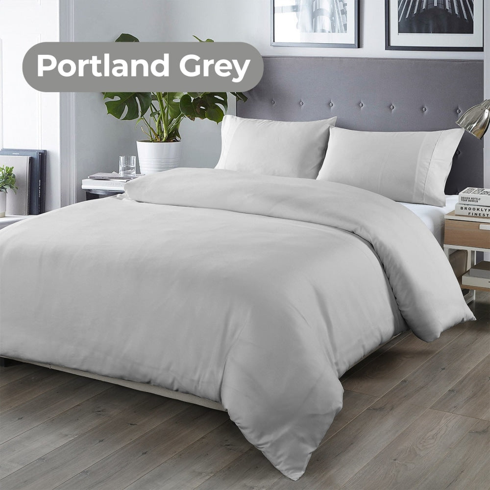 Royal Comfort Blended Bamboo Quilt Cover Sets - Portland Grey - Queen Fast shipping On sale