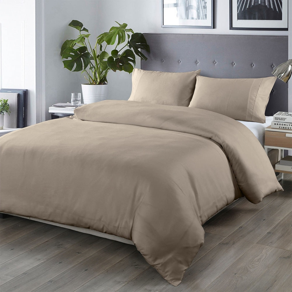 Royal Comfort Blended Bamboo Quilt Cover Sets -Warm Grey-Double Fast shipping On sale