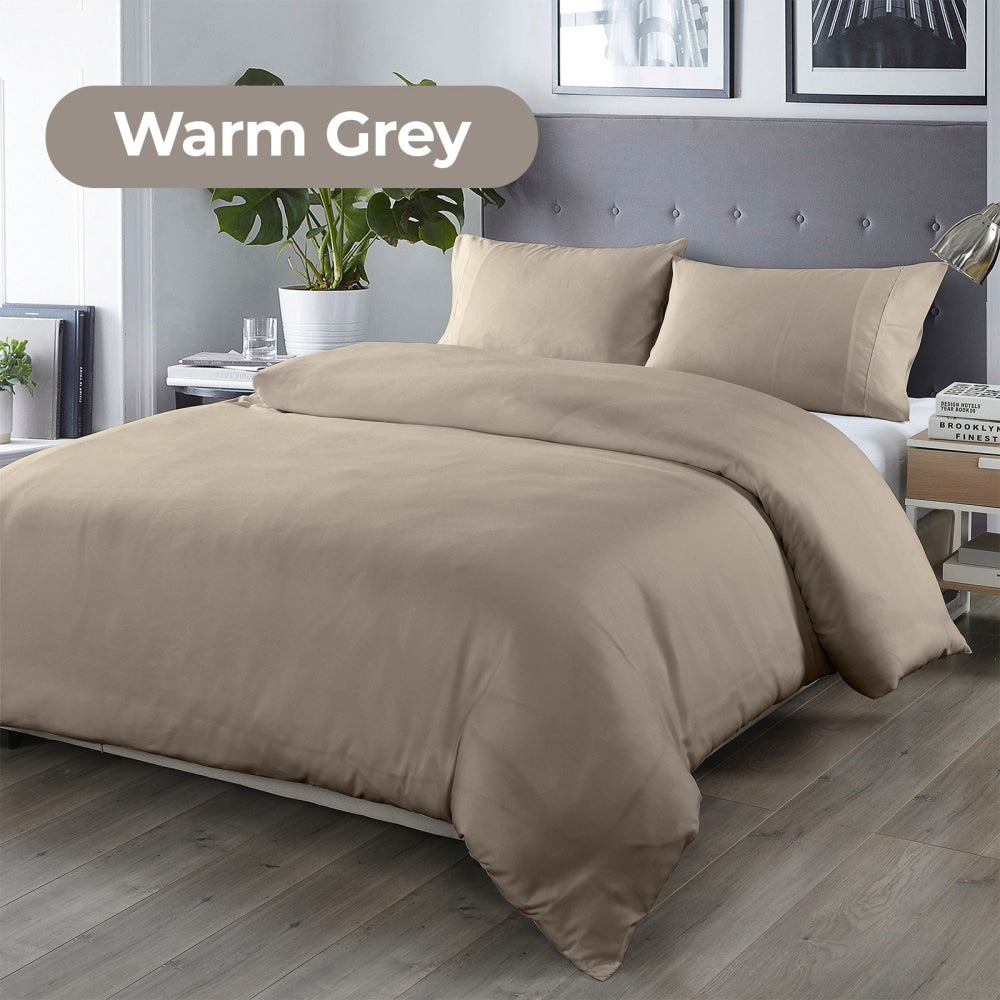 Royal Comfort Blended Bamboo Quilt Cover Sets -Warm Grey-King Fast shipping On sale