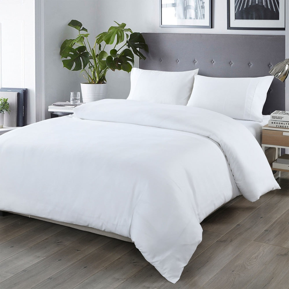 Royal Comfort Blended Bamboo Quilt Cover Sets -White-Double Fast shipping On sale