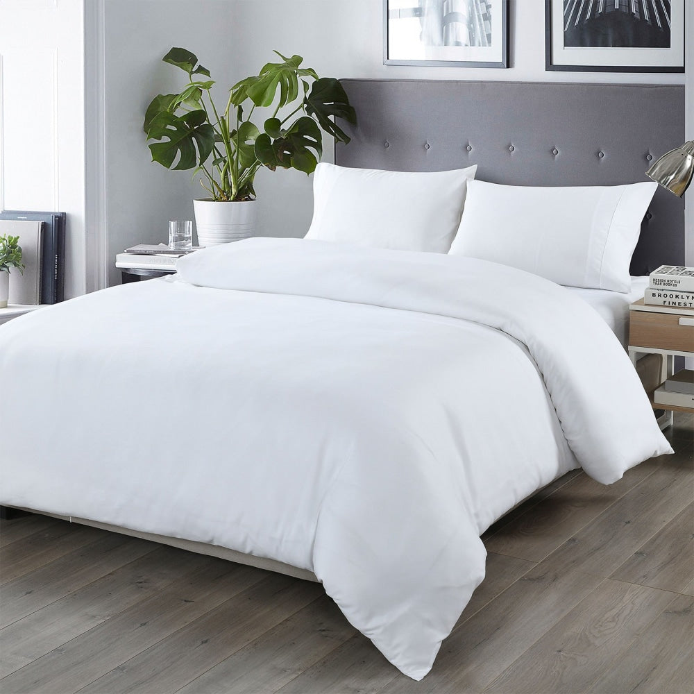 Royal Comfort Blended Bamboo Quilt Cover Sets -White-King Fast shipping On sale