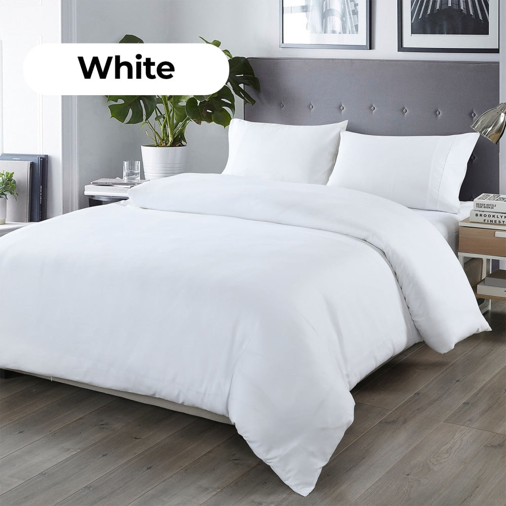 Royal Comfort Blended Bamboo Quilt Cover Sets -White-King Fast shipping On sale