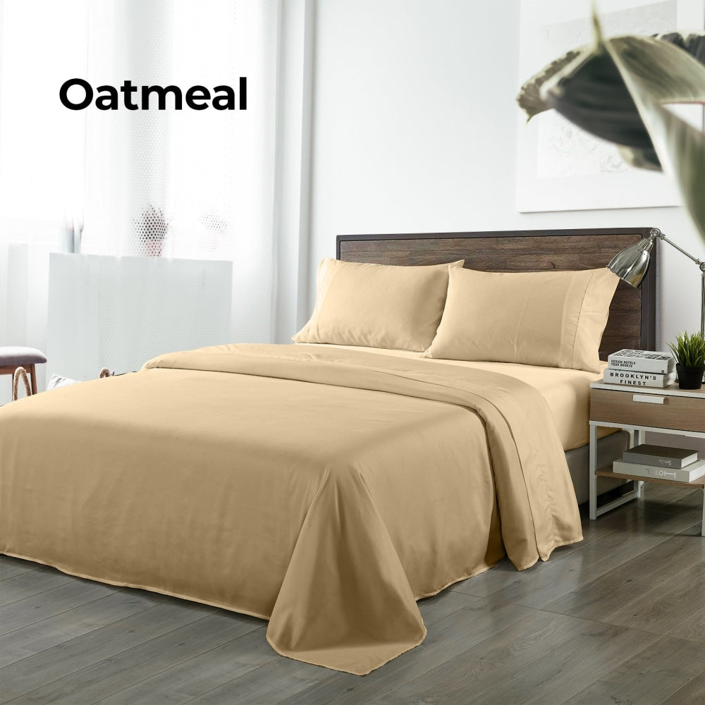 Royal Comfort Blended Bamboo Sheet Oatmeal - King Bed Fast shipping On sale