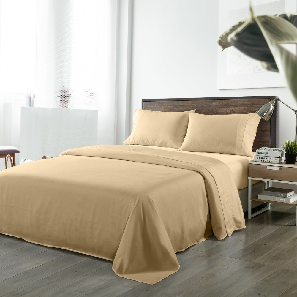 Royal Comfort Blended Bamboo Sheet Oatmeal - King Bed Fast shipping On sale