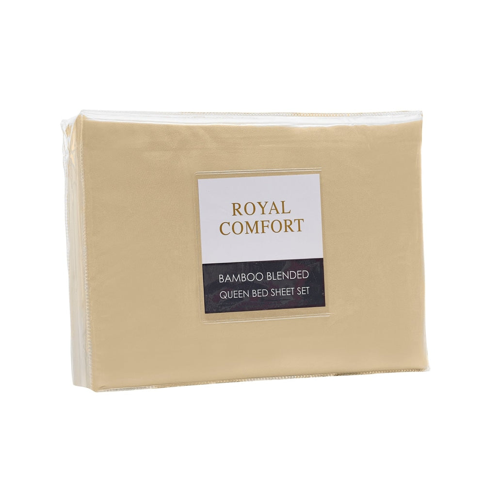 Royal Comfort Blended Bamboo Sheet Oatmeal - Queen Bed Fast shipping On sale