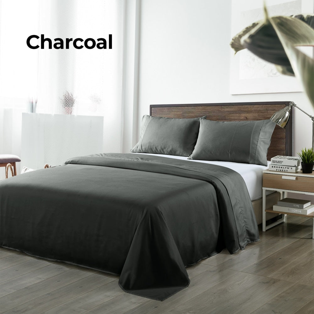 Royal Comfort Blended Bamboo Sheet Set Charcoal - King Bed Fast shipping On sale