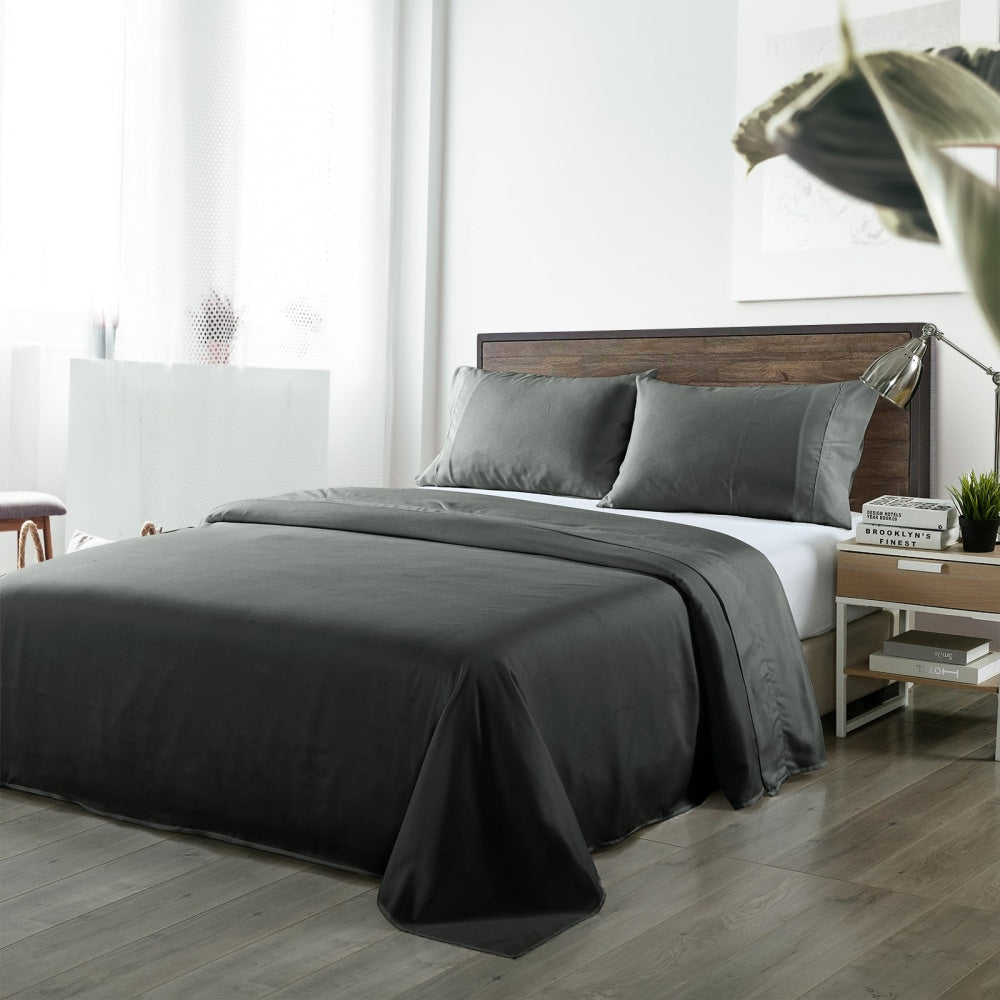 Royal Comfort Blended Bamboo Sheet Set Charcoal - King Bed Fast shipping On sale