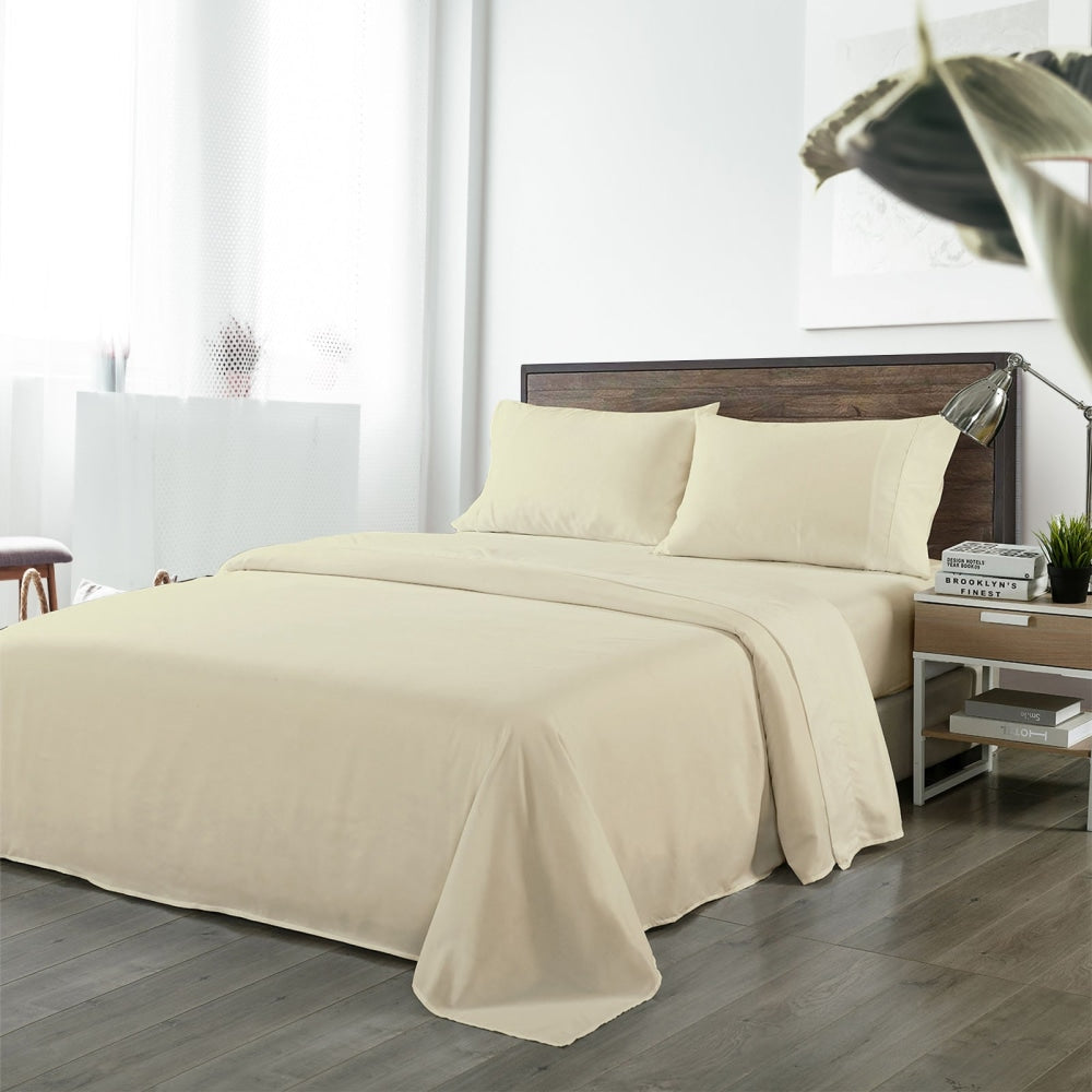 Royal Comfort Blended Bamboo Sheet Set Dark Ivory - King Bed Fast shipping On sale