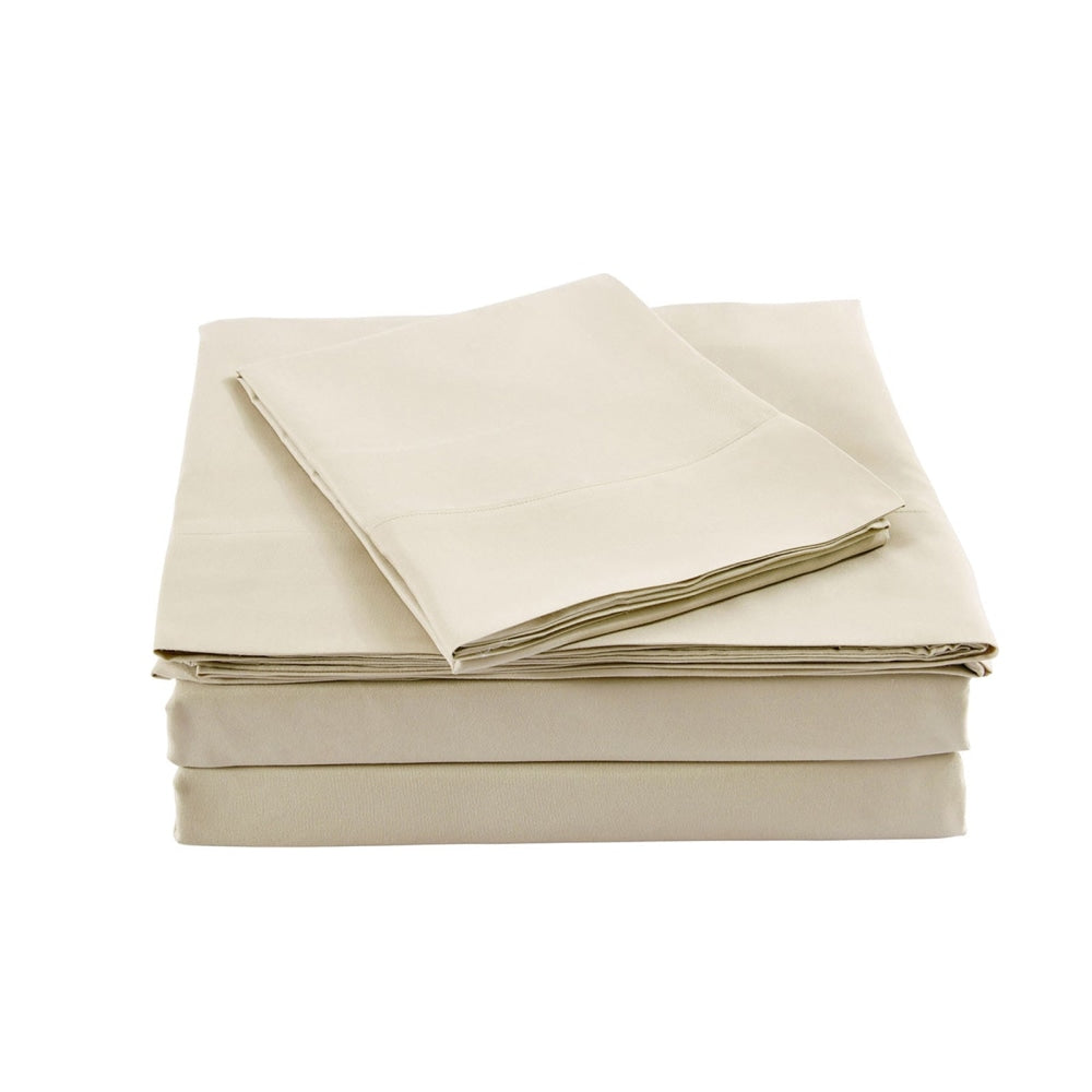 Royal Comfort Blended Bamboo Sheet Set Dark Ivory - King Bed Fast shipping On sale