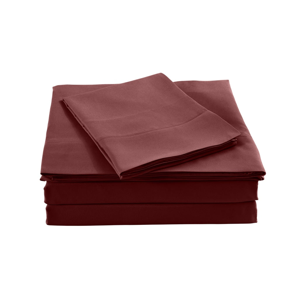 Royal Comfort Blended Bamboo Sheet Set Malaga Wine - King Bed Fast shipping On sale